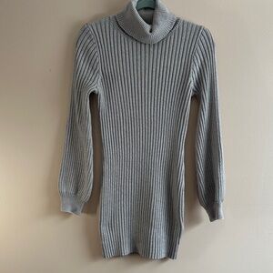 SHEIN Long Sleeve Light Brown Ribbed Dress